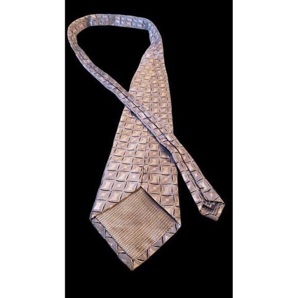 Louis Roth 100% Silk Tie Tan Black Geometric Business Mens Necktie No Tag - Picture 5 of 12